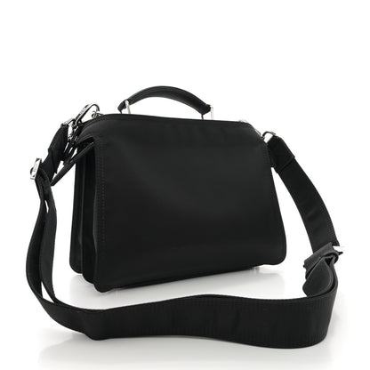 Fendi Nylon Vitello Cover Logo Embossed Mini Peekaboo I SEE U Satchel Black White 3 of 11