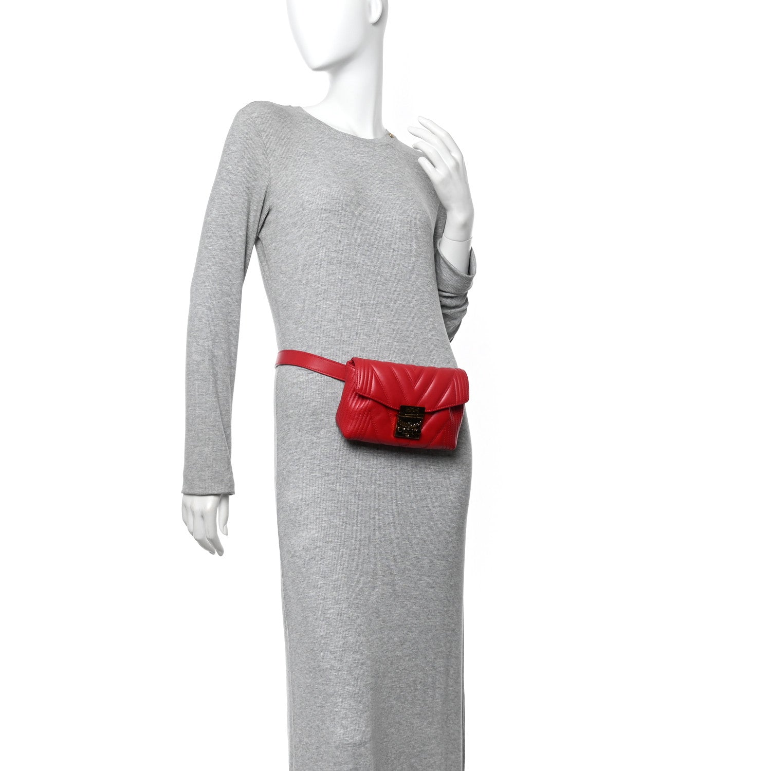 MCM Calfskin Quilted Small Patricia Belt Bag Ruby Red 3 of 15