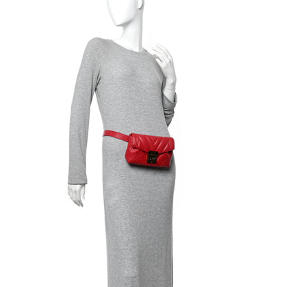 MCM Calfskin Quilted Small Patricia Belt Bag Ruby Red 3 of 15