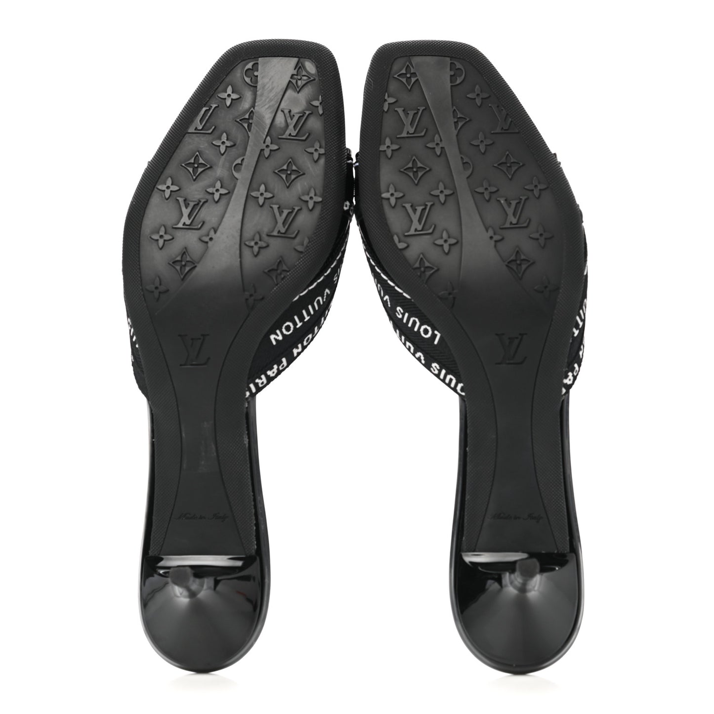 Patent Jacquard Open Toe Mule 40 Black