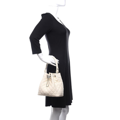 Chanel Caviar Flat Quilted Small Chain Bucket Bag Off White 3 of 11
