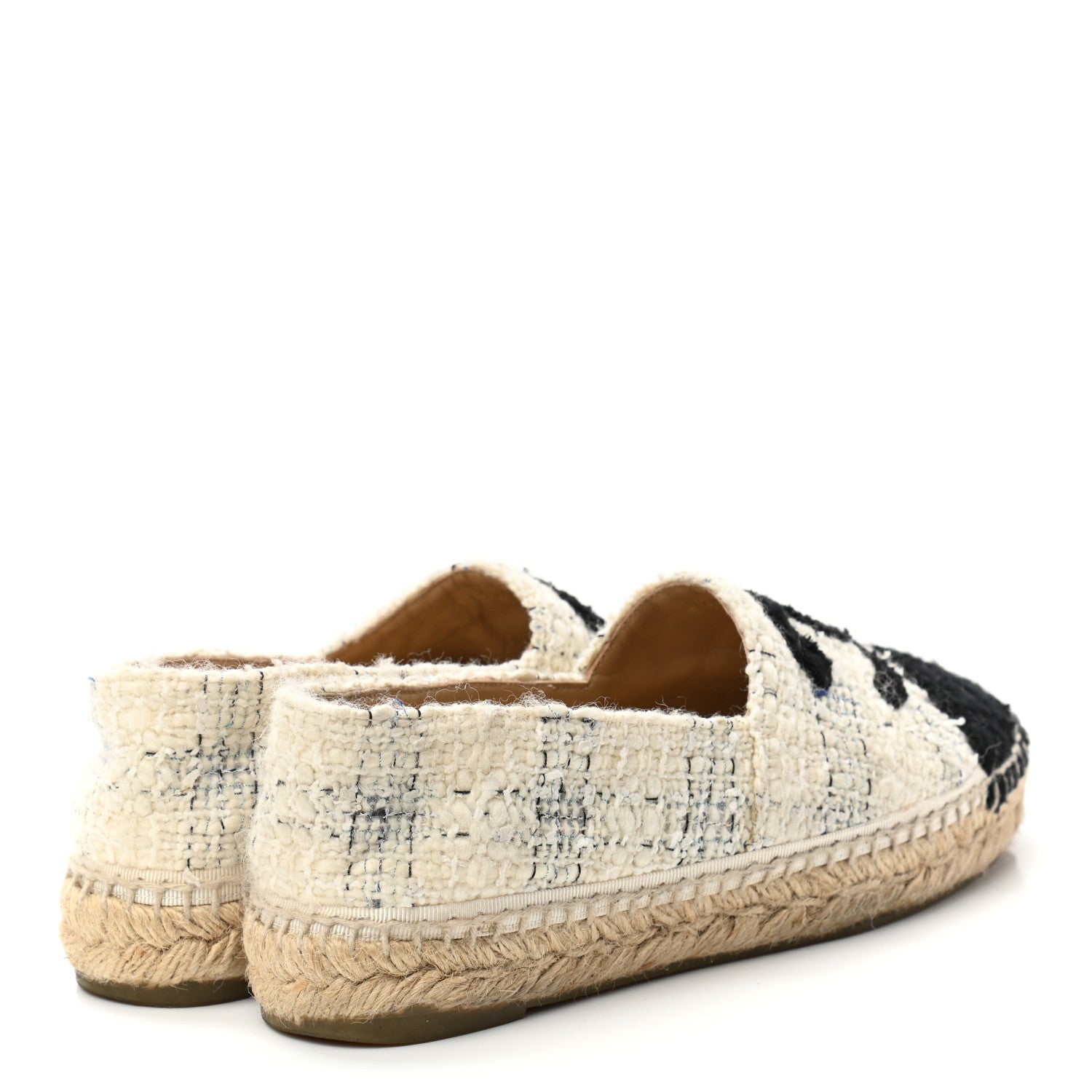 Chanel Tweed CC Espadrilles 36 Ecru White Blue Black 4 of 9