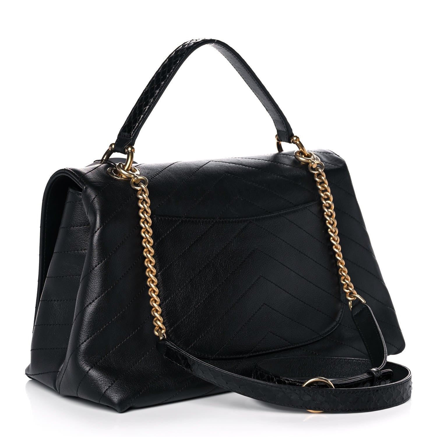 Chanel Grained Calfskin Chevron Stitched Medium Chic Top Handle Flap Black 3 of 13