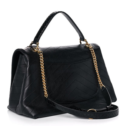 Chanel Grained Calfskin Chevron Stitched Medium Chic Top Handle Flap Black 3 of 13