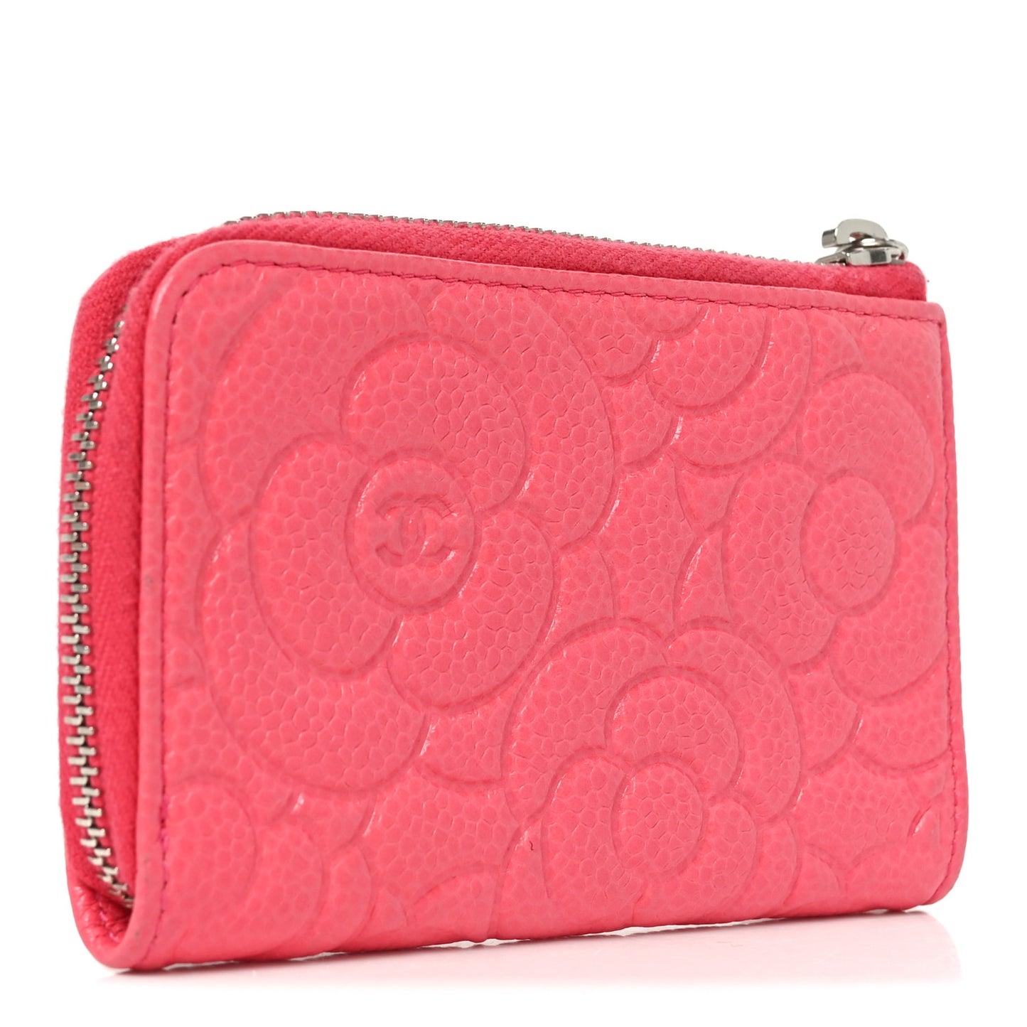 Caviar Camellia Embossed Key Holder Case Pink