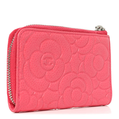 Chanel Caviar Camellia Embossed Key Holder Case Pink 3 of 7