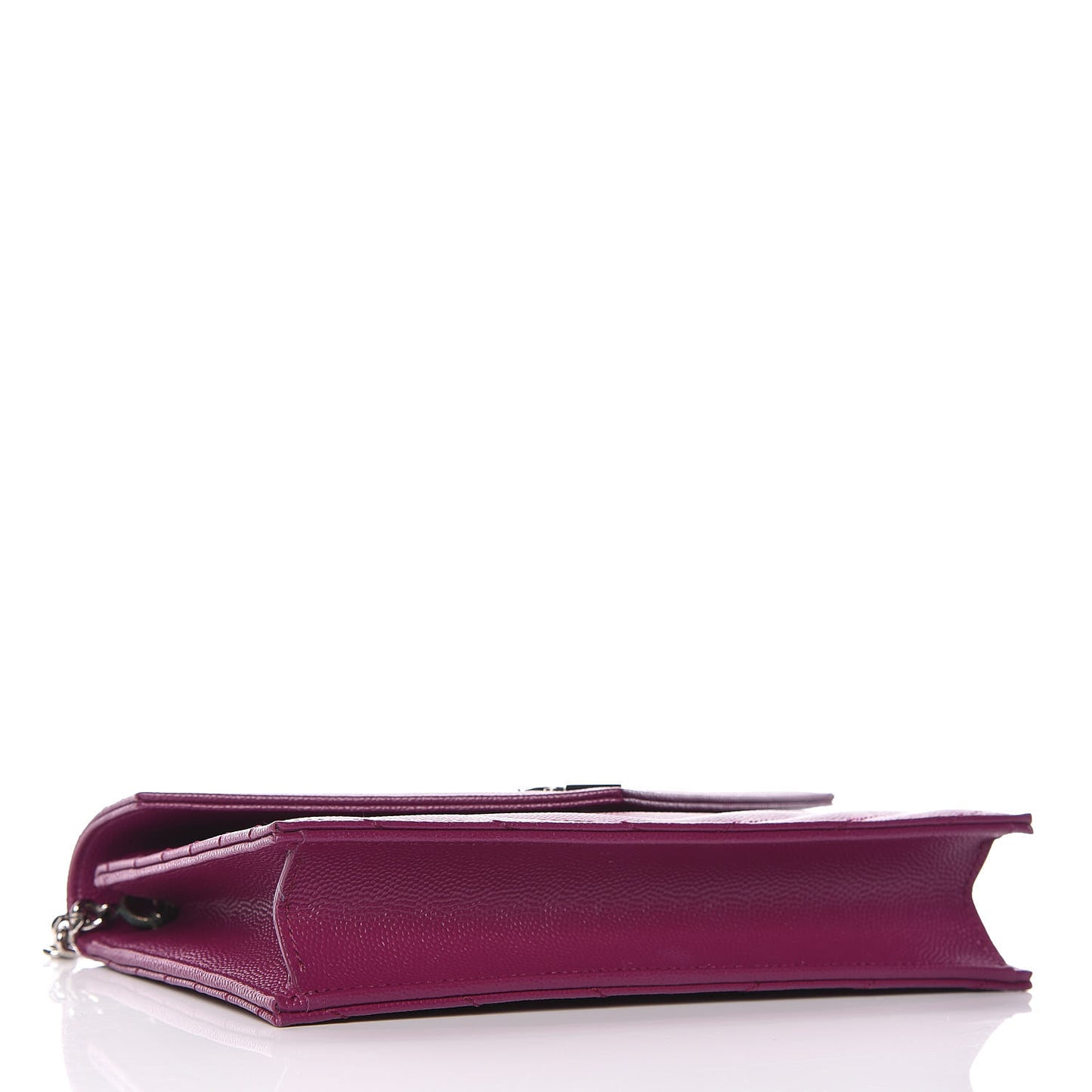 Grain De Poudre Matelasse Chevron Monogram Envelope Chain Wallet Dark Grape