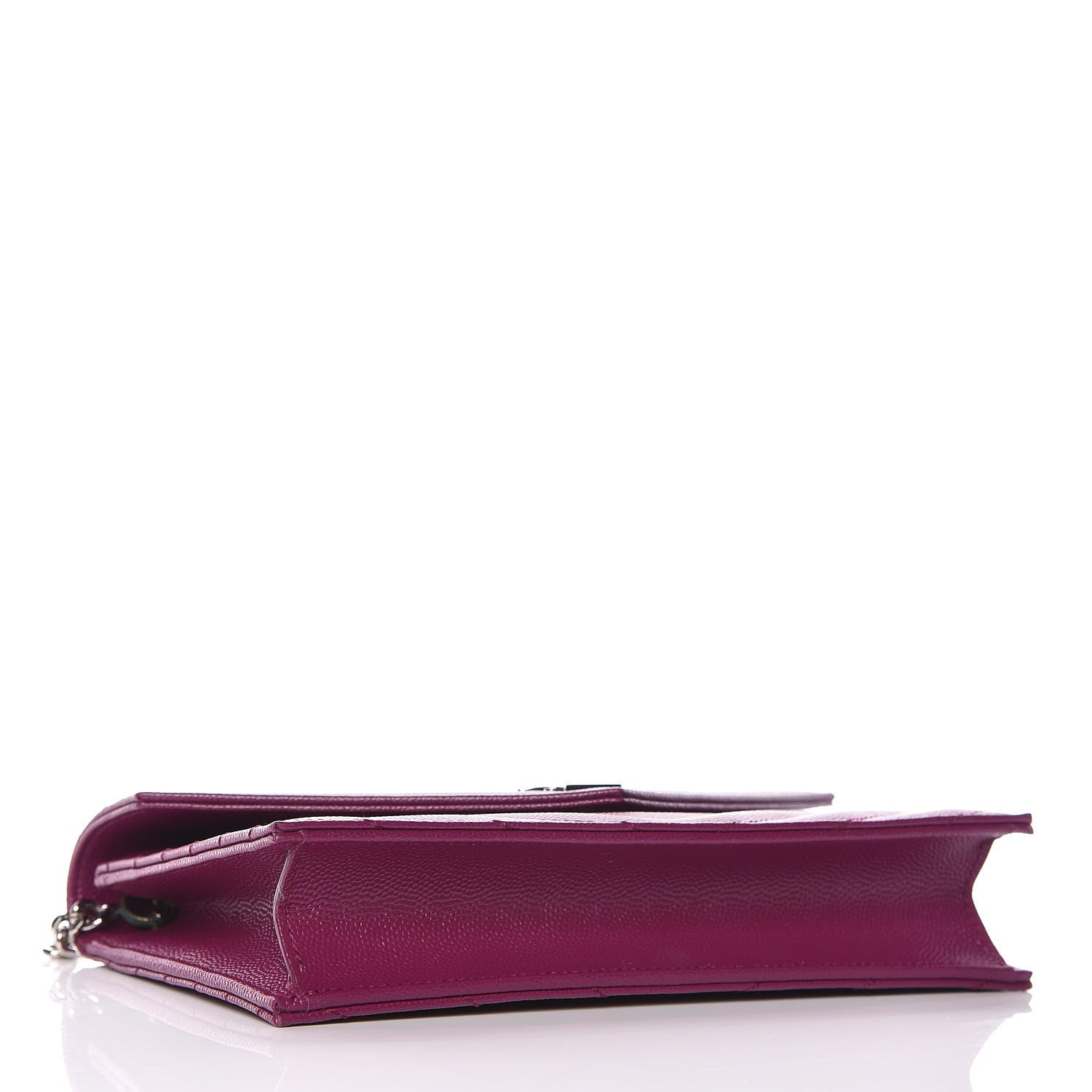 Saint Laurent Grain De Poudre Matelasse Chevron Monogram Envelope Chain Wallet Dark Grape 4 of 11
