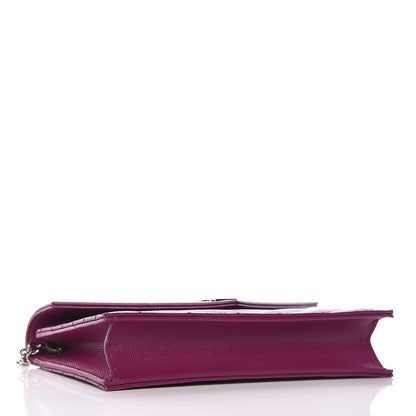 Saint Laurent Grain De Poudre Matelasse Chevron Monogram Envelope Chain Wallet Dark Grape 4 of 11