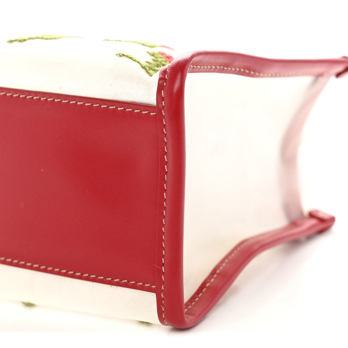 Nappa Embroidered Floral Mini Shopping Bag Rosso