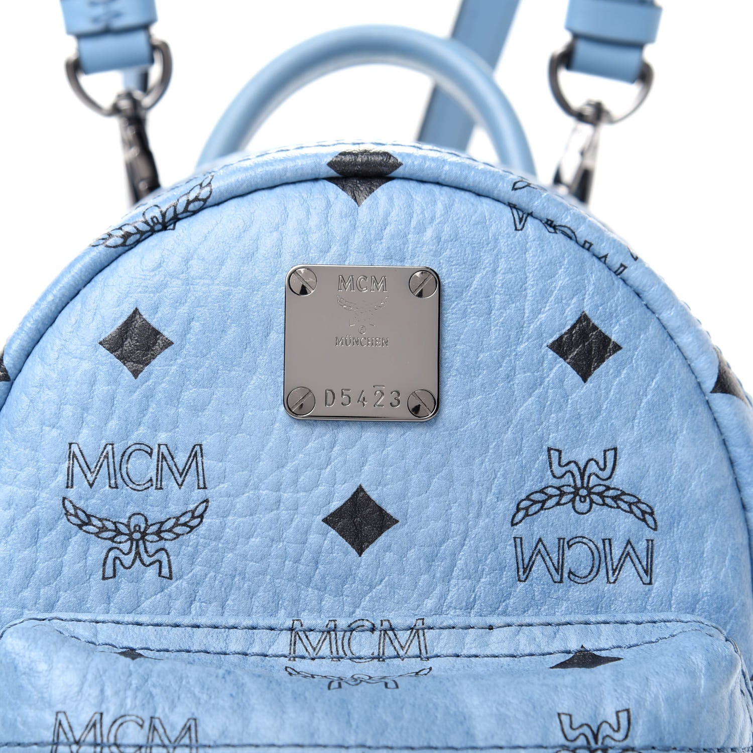 MCM Visetos Side Stud X-Mini Stark Bebe Boo Backpack Blue 10 of 10