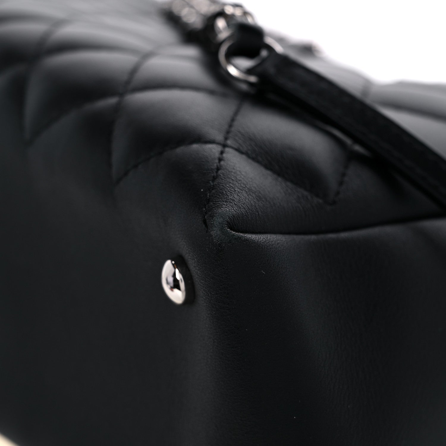 Chanel Calfskin Quilted Large Feather Weight Bowling Bag Black Ivory 9 of 12