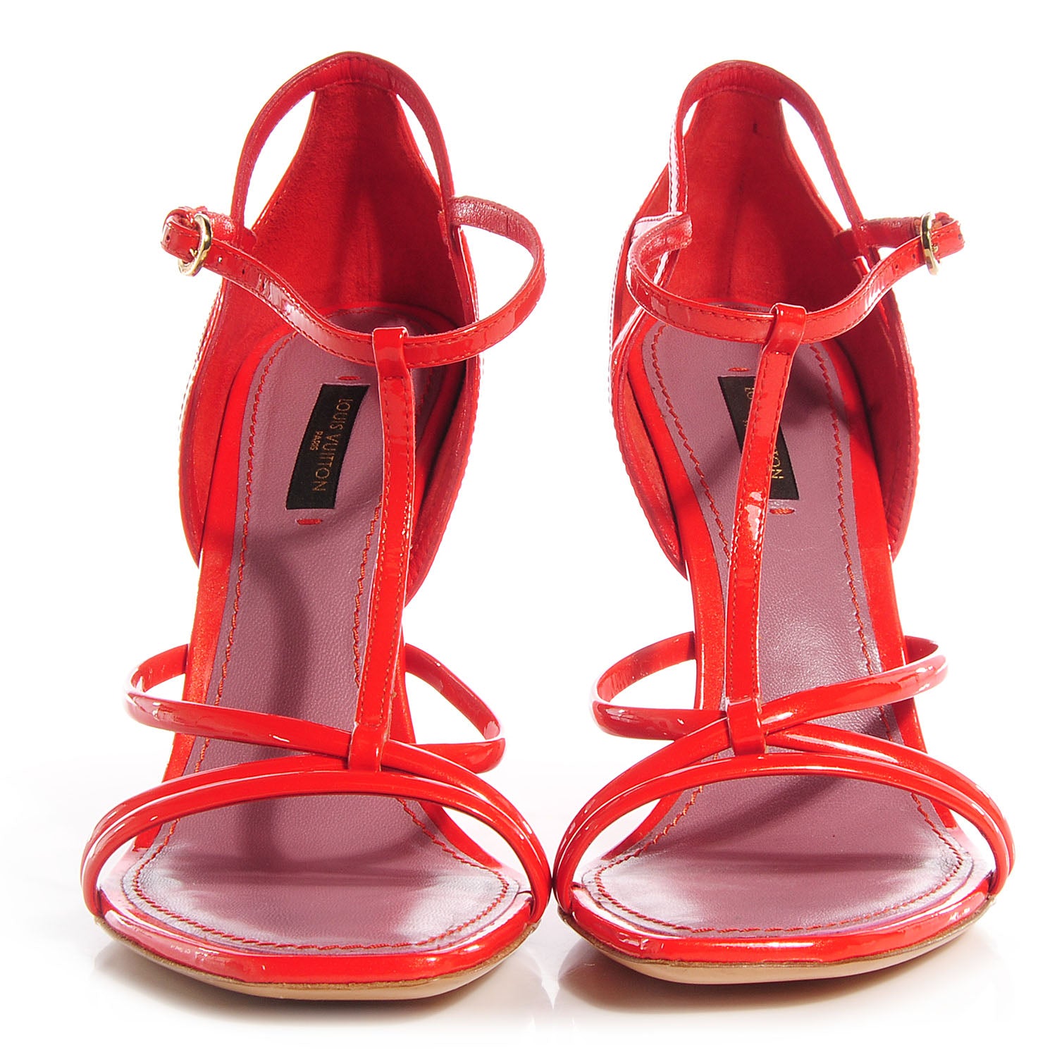 Louis Vuitton Patent Wedge Sandals 37 Orange Sunset 2 of 7