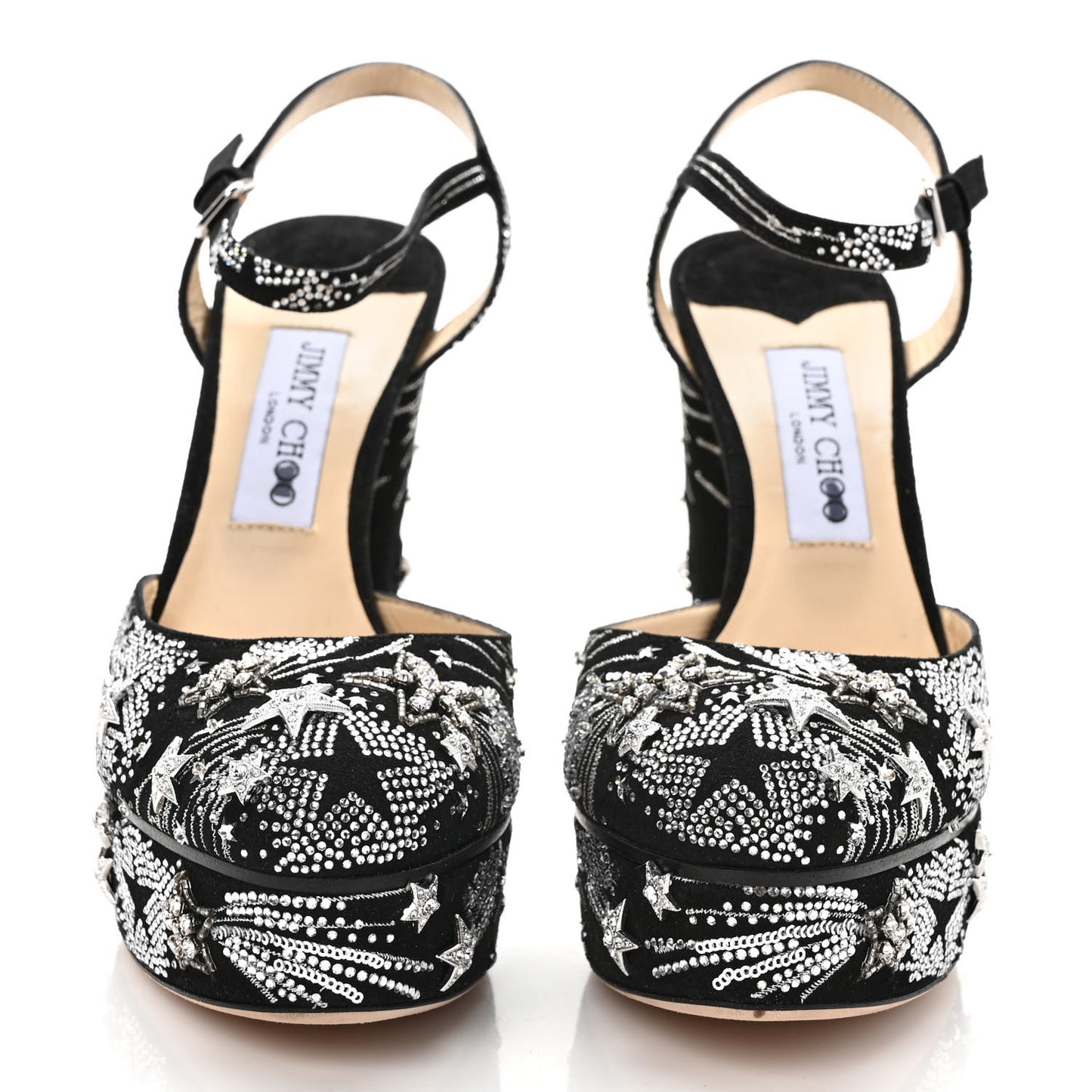 Suede Crystal Supernova Maple 125 Platform Pumps 39 Black