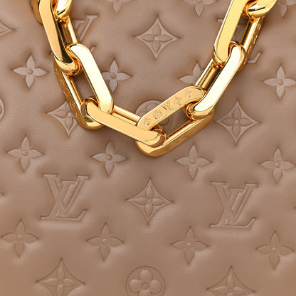 Louis Vuitton Lambskin Embossed Monogram Coussin MM Taupe 9 of 11