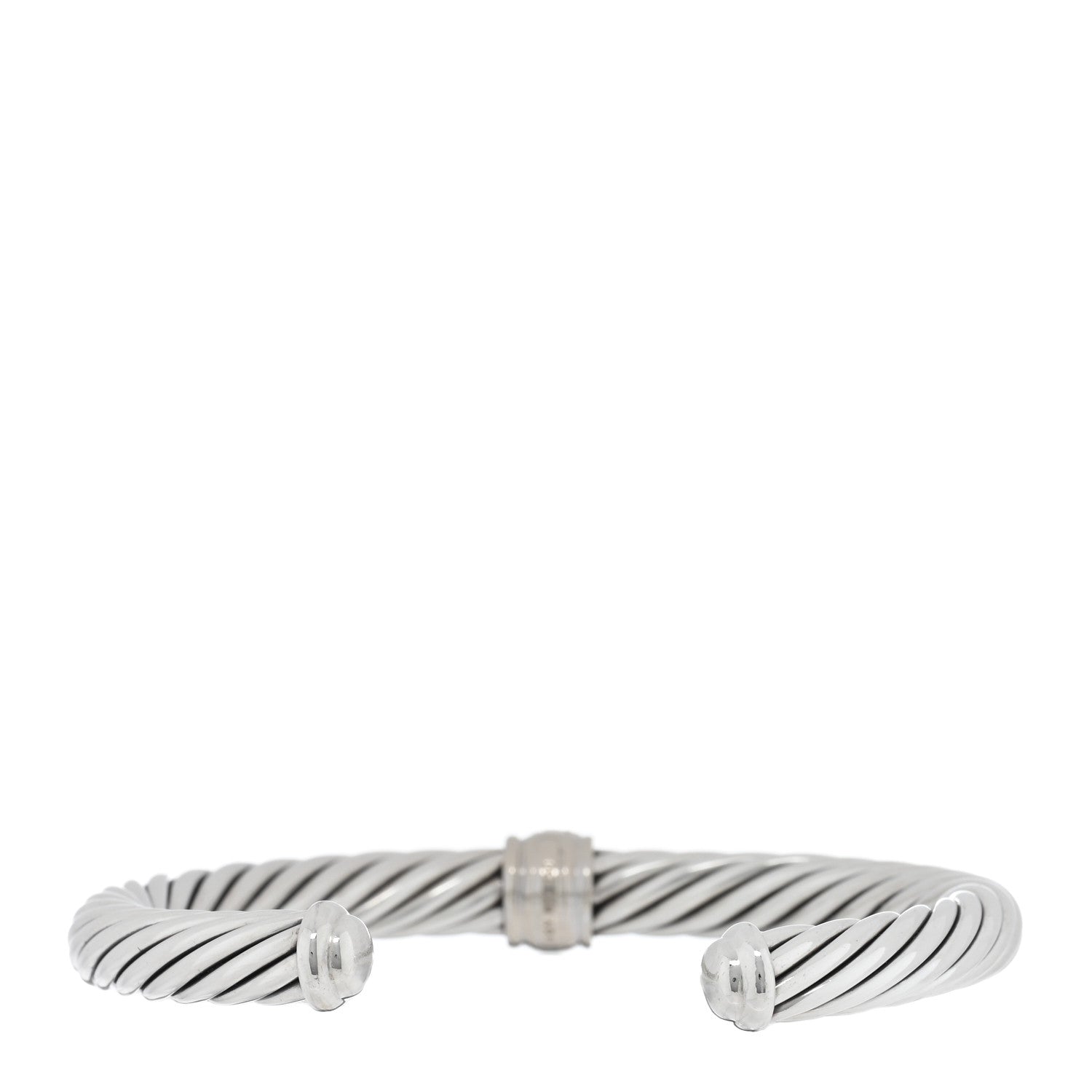 David Yurman Sterling Silver 18K White Gold Diamond 7mm Cable Classics Station Bracelet 2 of 3