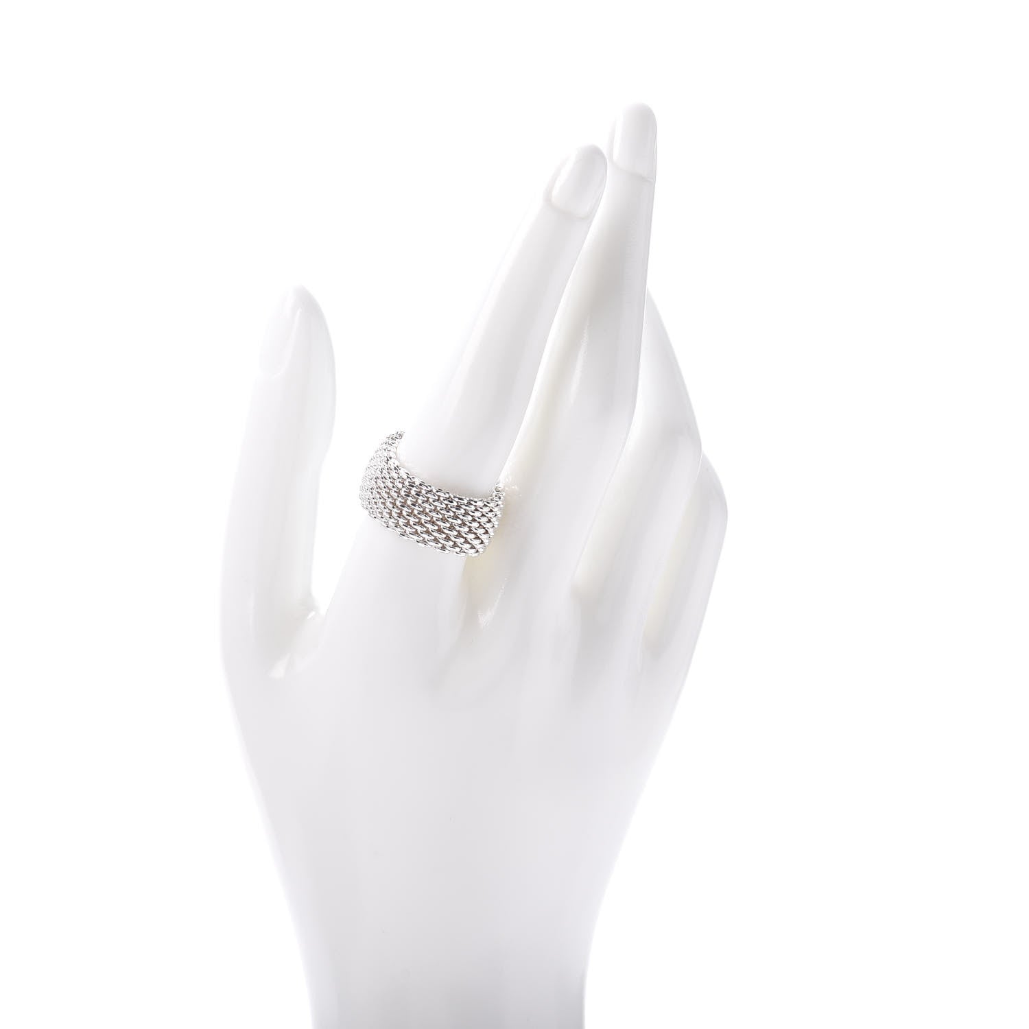 Tiffany Sterling Silver Somerset Mesh Ring 60 9 2 of 4