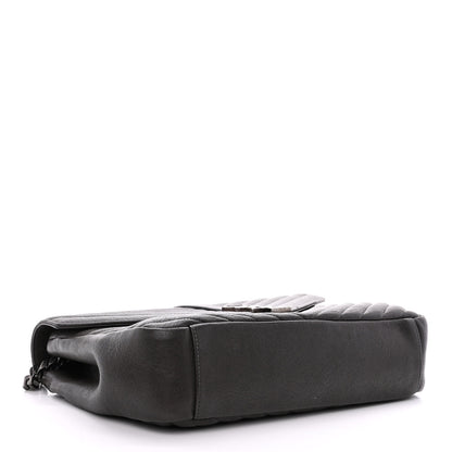 Saint Laurent Sheepskin Matelasse Chevron Monogram Large College Satchel Black Tulip 4 of 12