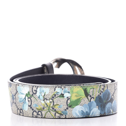 Gucci GG Supreme Monogram Blooms Interlocking G Belt 100 40 Beige Blue Navy 3 of 7