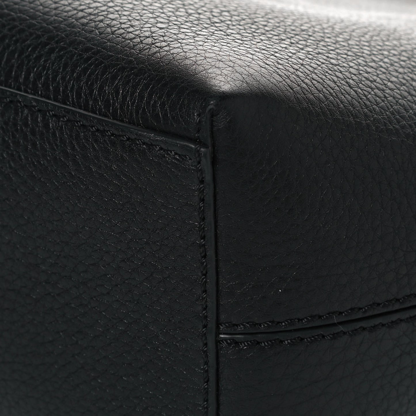 Grained Calfskin Small Rockstud Shoulder Tote Black