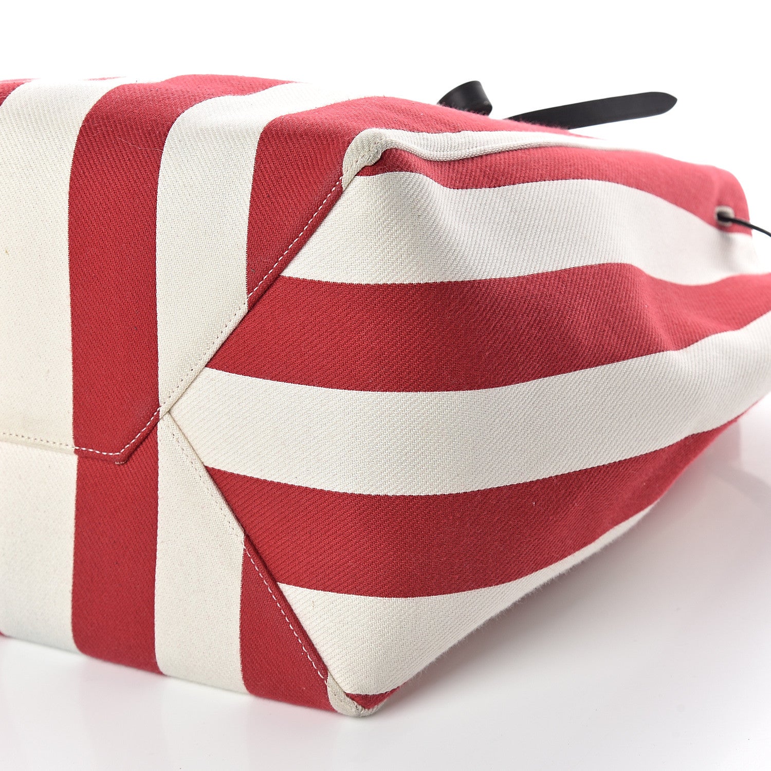 Celine Canvas Striped Medium Belt Cabas Phantom Red White 8 of 8