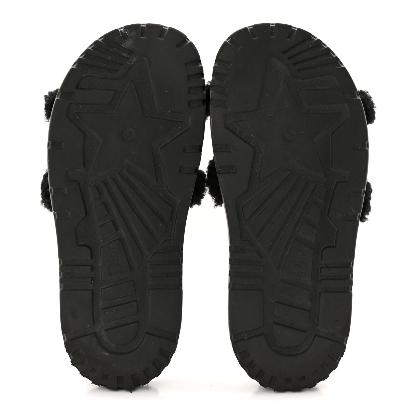 Shearling Canvas Lurex Embroidered Dway 10mm Slide Sandals 36 Black Natural