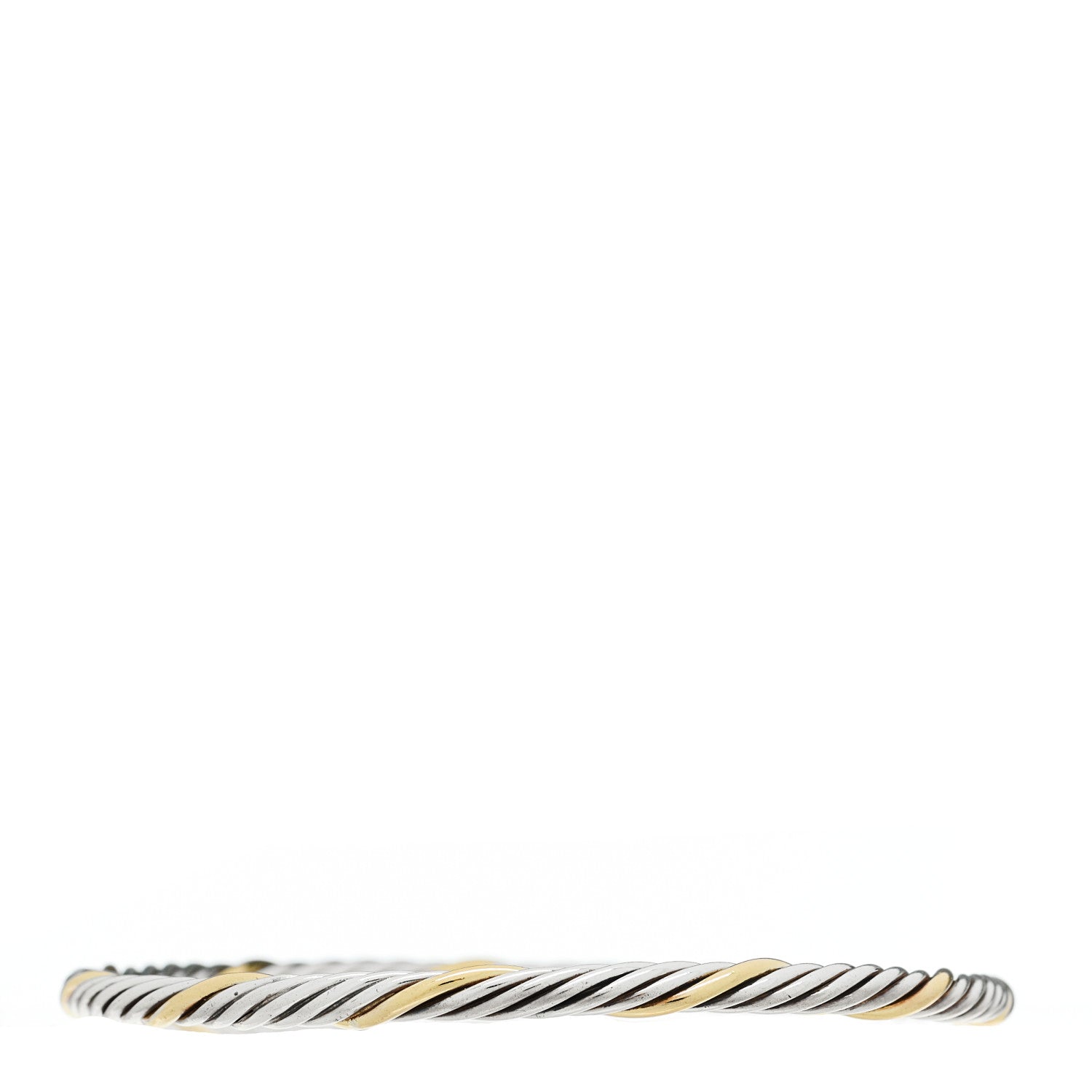 David Yurman Sterling Silver 18K Yellow Gold 4mm Cable Classics Bangle Bracelet 2 of 3