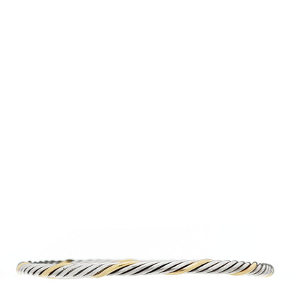David Yurman Sterling Silver 18K Yellow Gold 4mm Cable Classics Bangle Bracelet 2 of 3