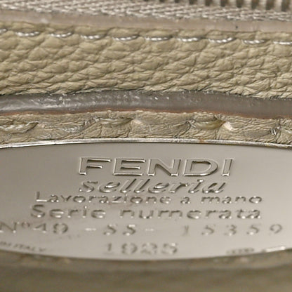 Fendi Cuoio Romano Selleria Bi-Color Mini Peekaboo Iconic Satchel Asfalto Latte 6 of 9