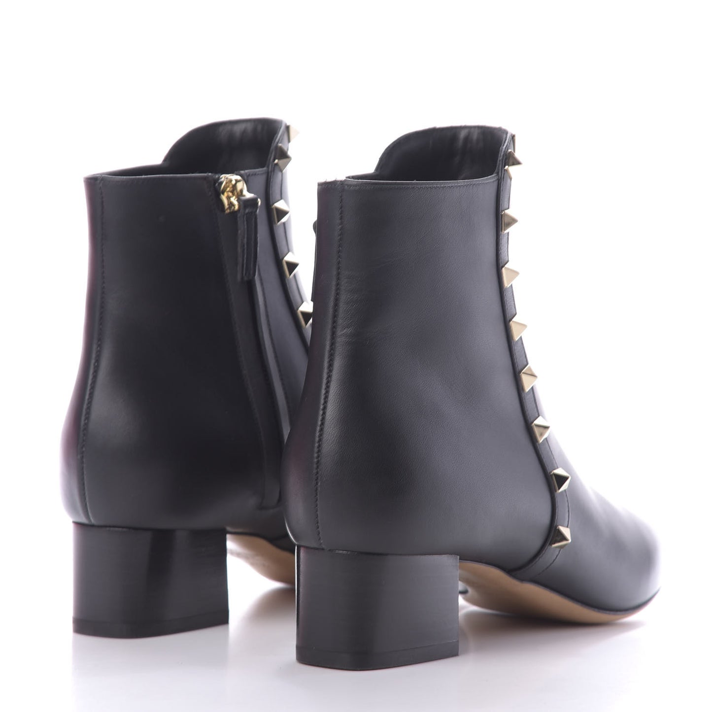 Smooth Calfskin Rockstud 40mm Ankle Boots 37.5 Black