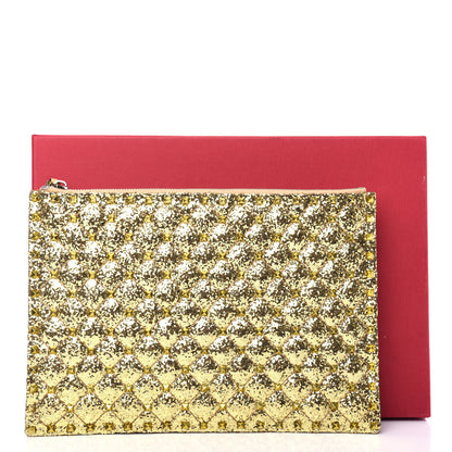 Valentino Garavani Glitter Rockstud Spike Zip Pouch Gold 7 of 7