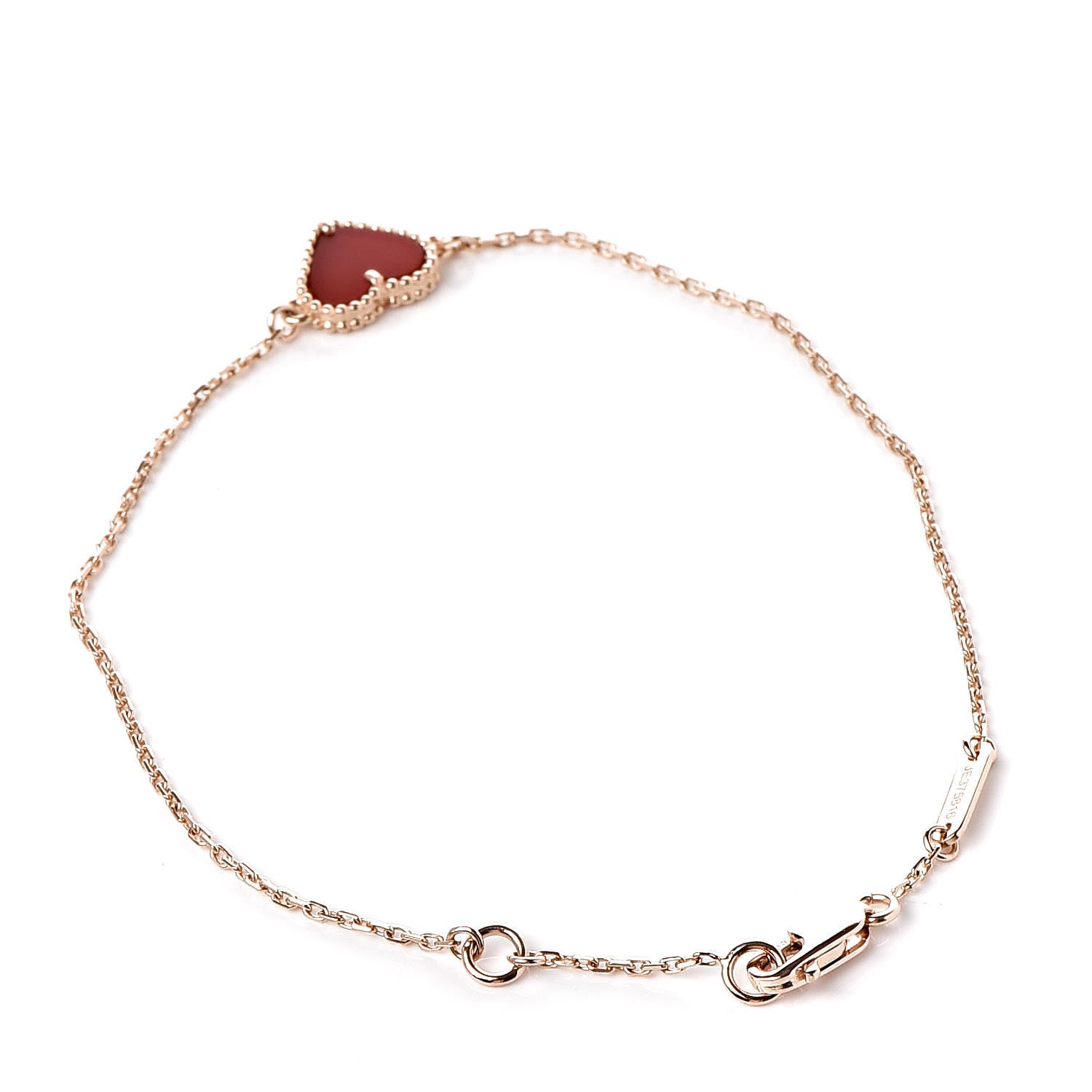 Van Cleef & Arpels 18K Rose Gold Carnelian Sweet Alhambra Heart Bracelet 3 of 7