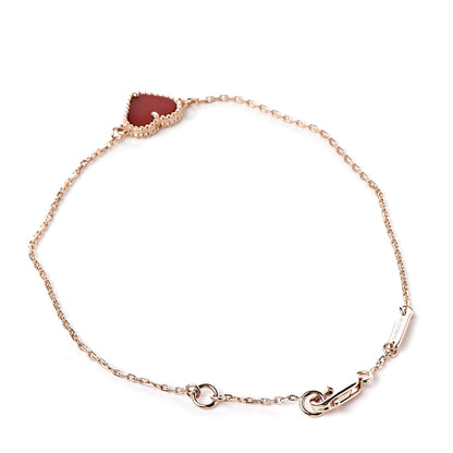 Van Cleef & Arpels 18K Rose Gold Carnelian Sweet Alhambra Heart Bracelet 3 of 7