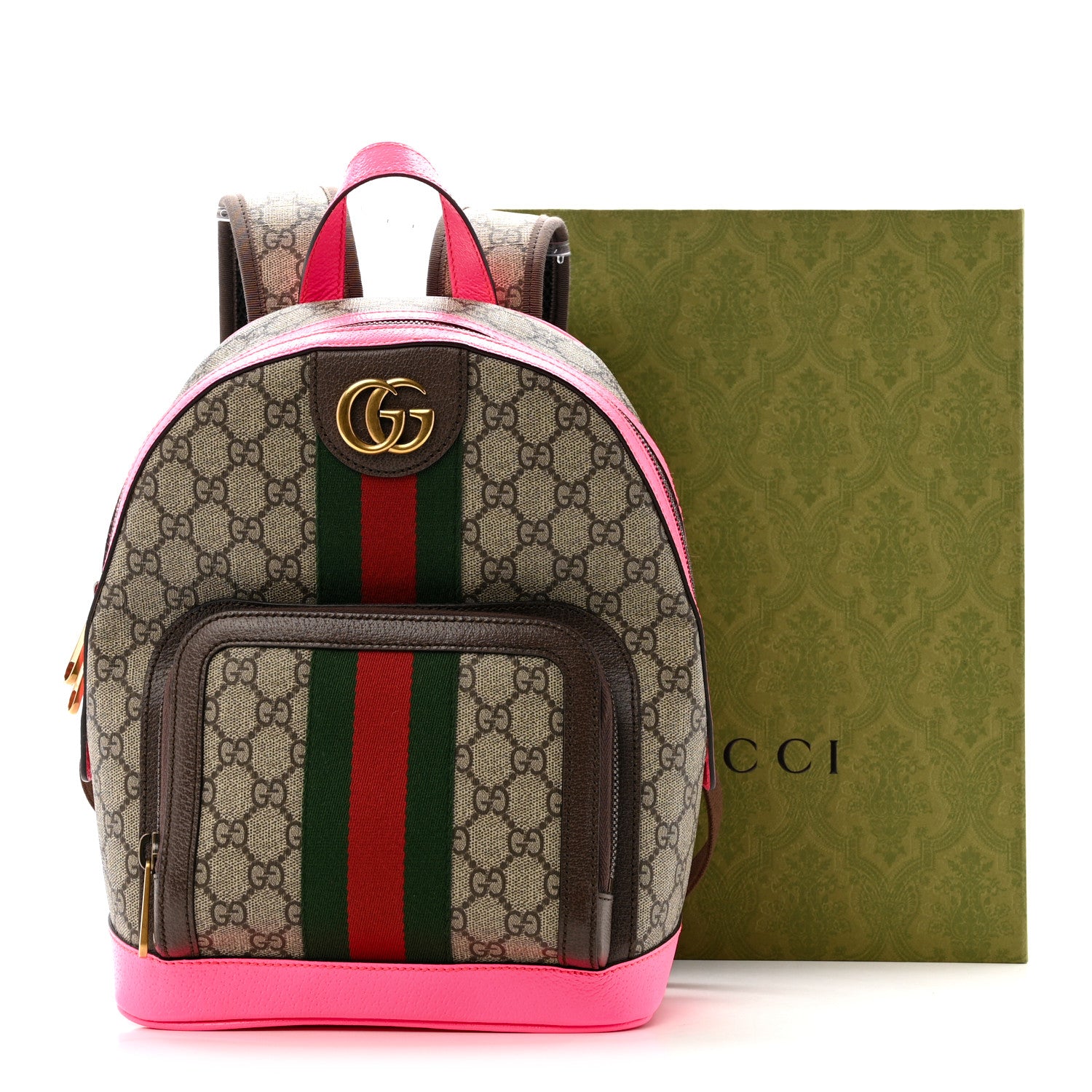 Gucci GG Supreme Monogram Textured Dollar Calfskin Web Small