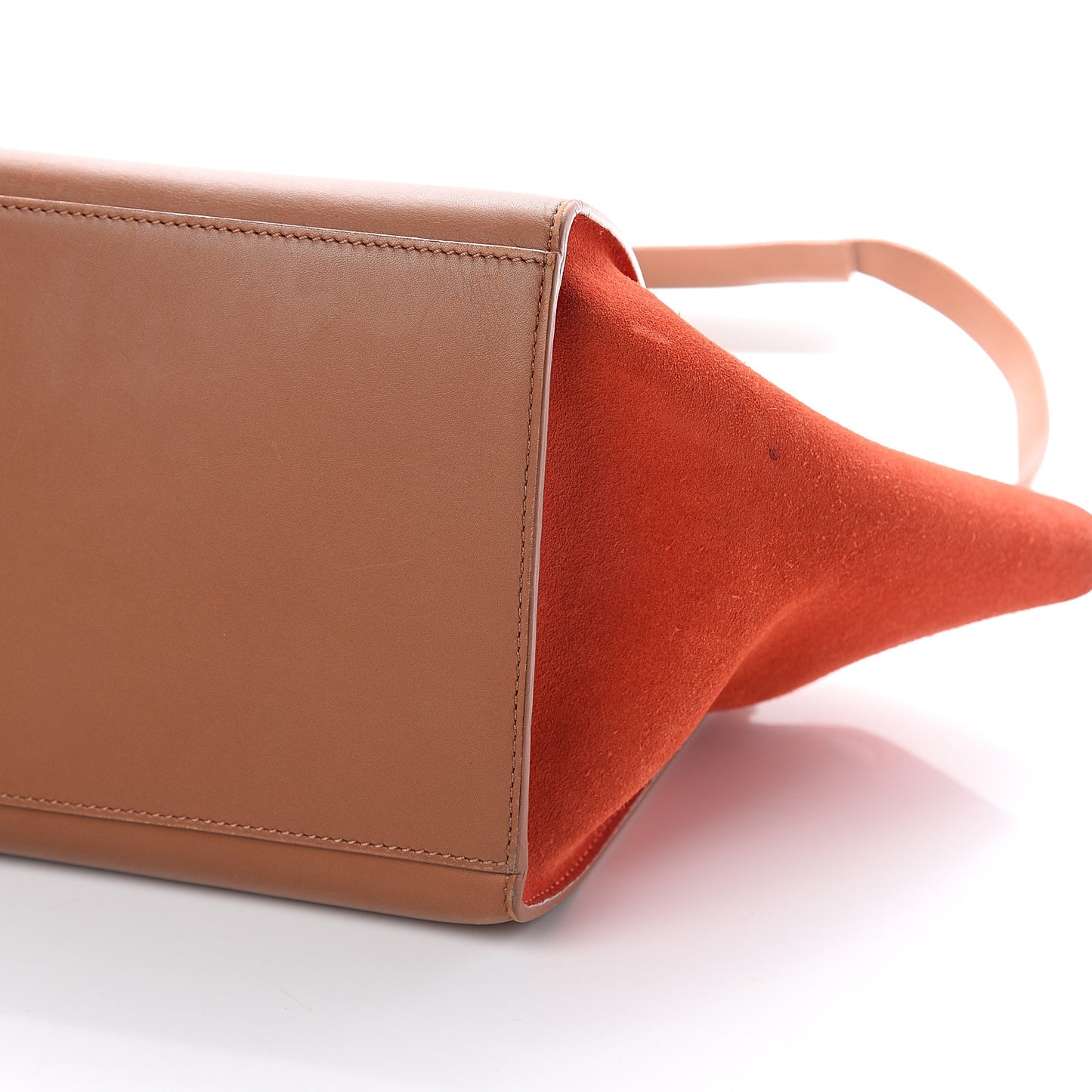 Natural Calfskin Suede Medium Bi-Color Trapeze Tan