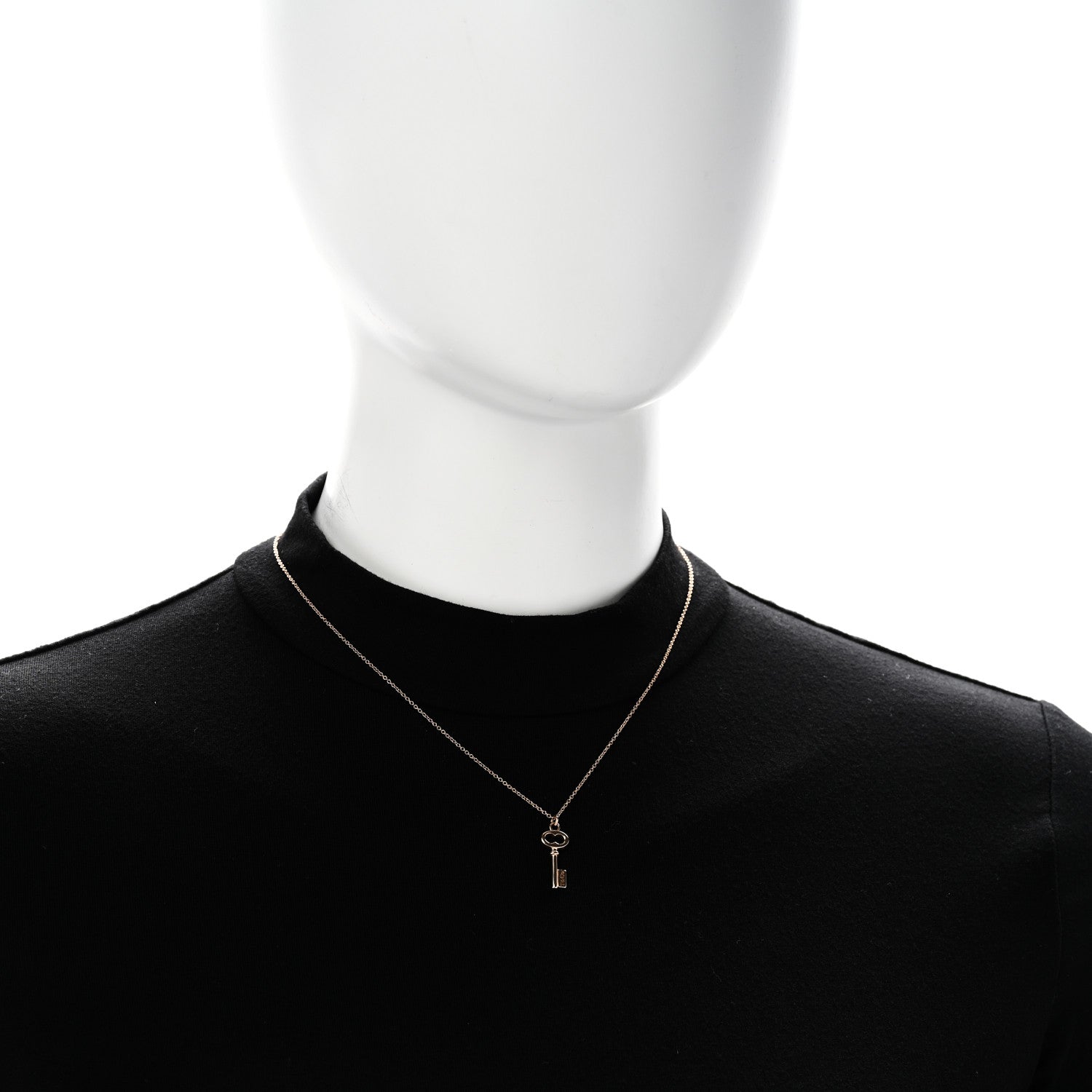Tiffany 18K Rose Gold Mini Key Pendant Necklace 2 of 5