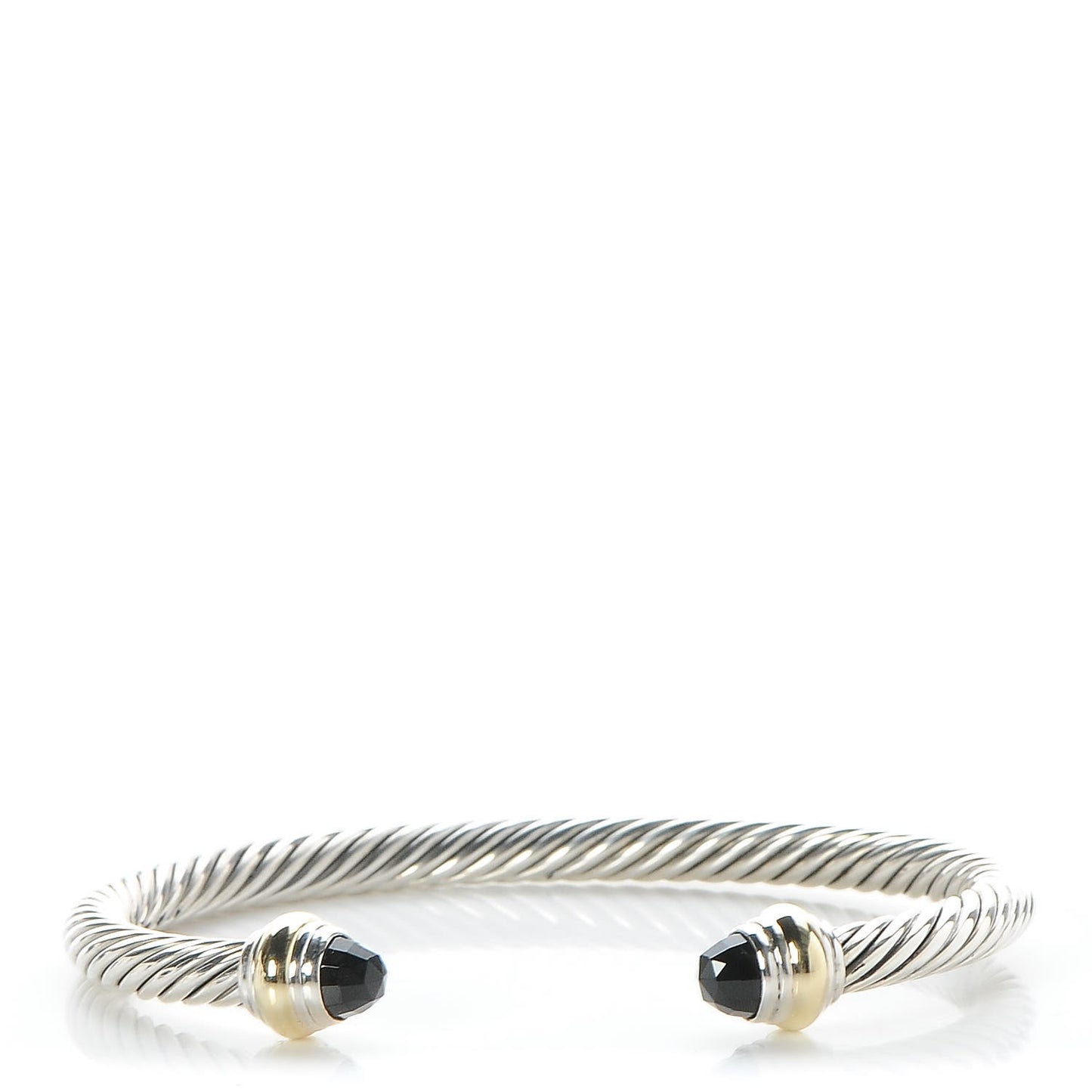 Sterling Silver 14K Yellow Gold Black Onyx 5mm Cable Classics Bracelet