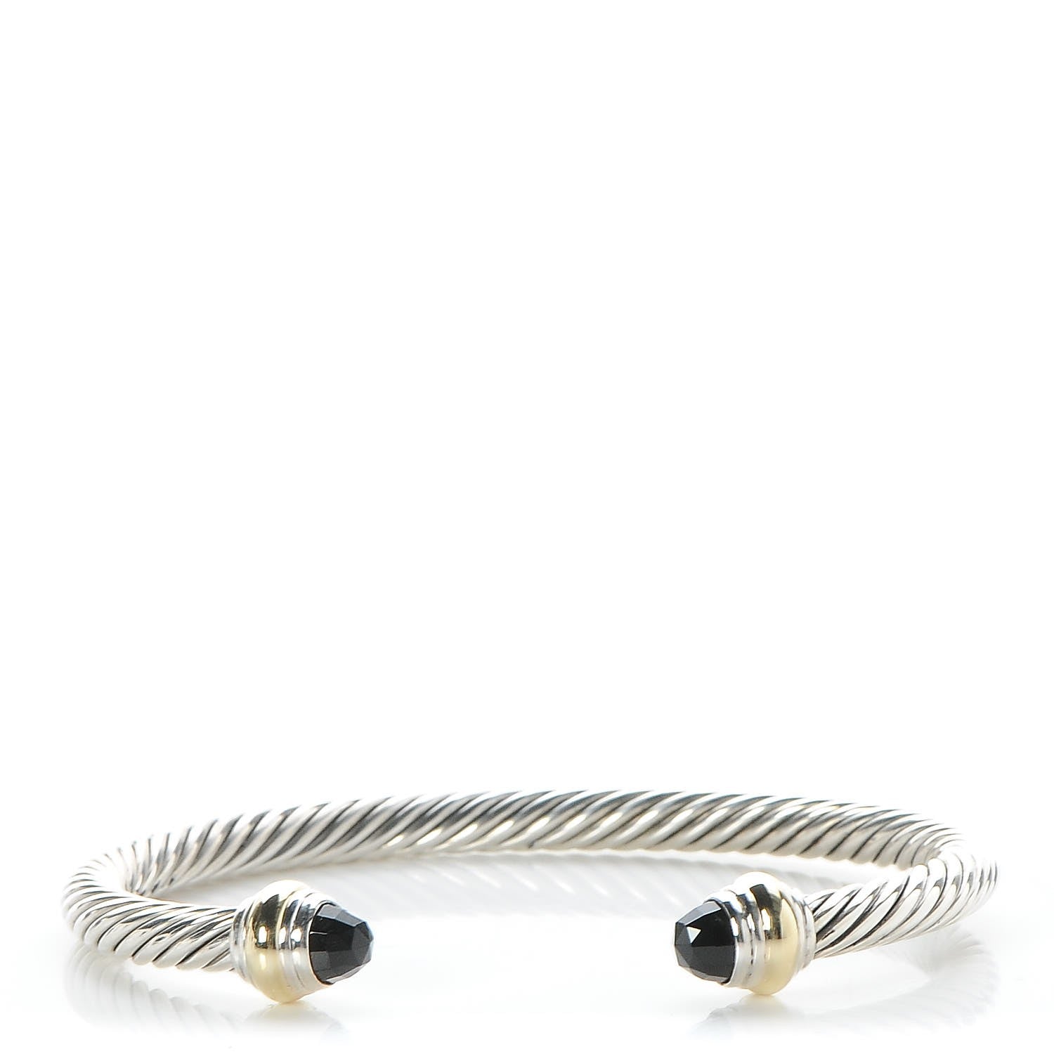 David Yurman Sterling Silver 14K Yellow Gold Black Onyx 5mm Cable Classics Bracelet 1 of 5