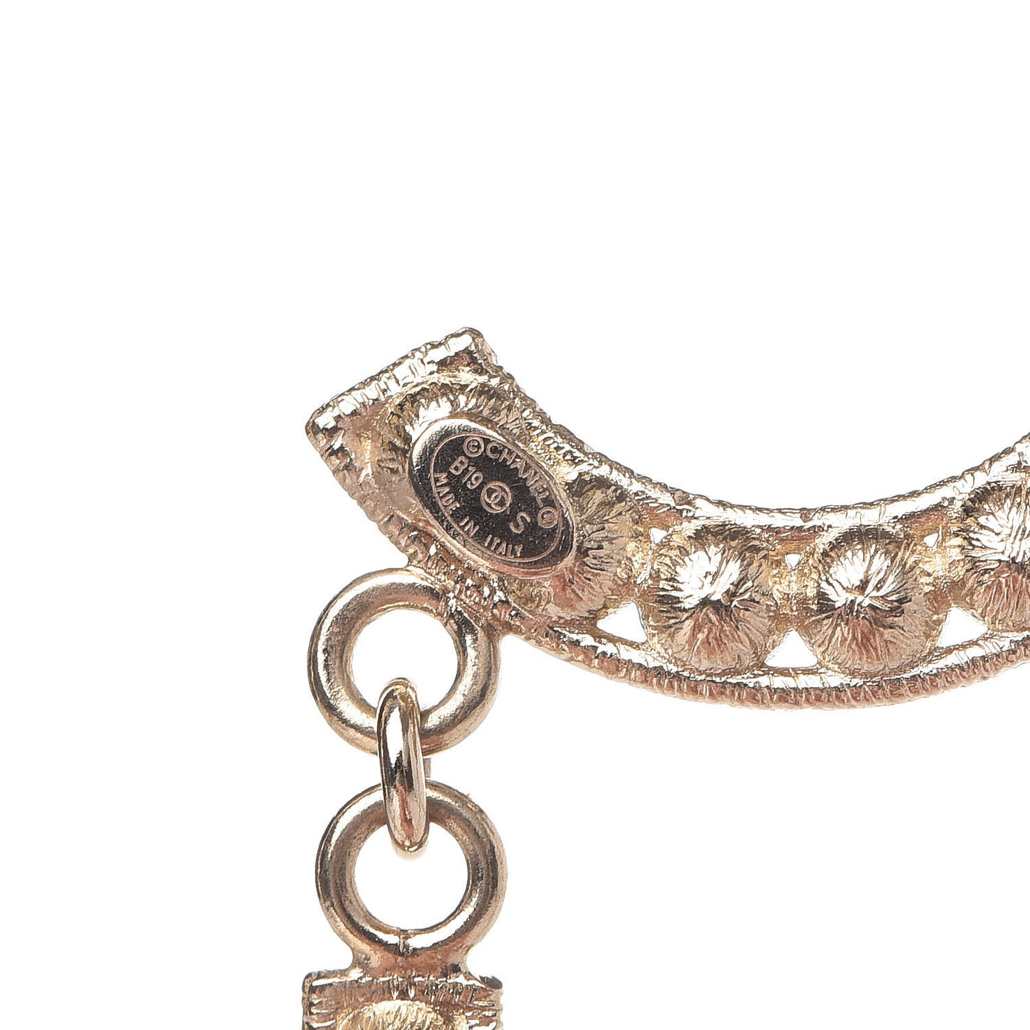 Crystal Cha-Nel Logo Drop Earrings Gold