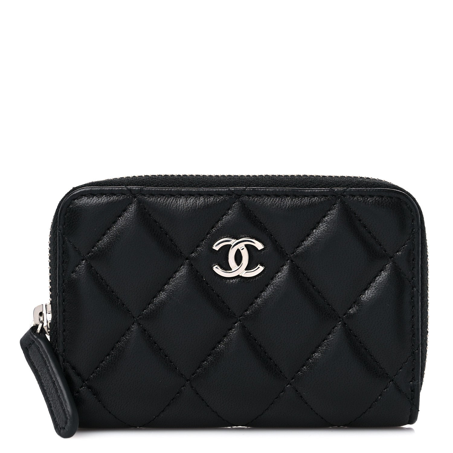 Chanel Lambskin Quilted Zip Coin Purse Black 1 of 10
