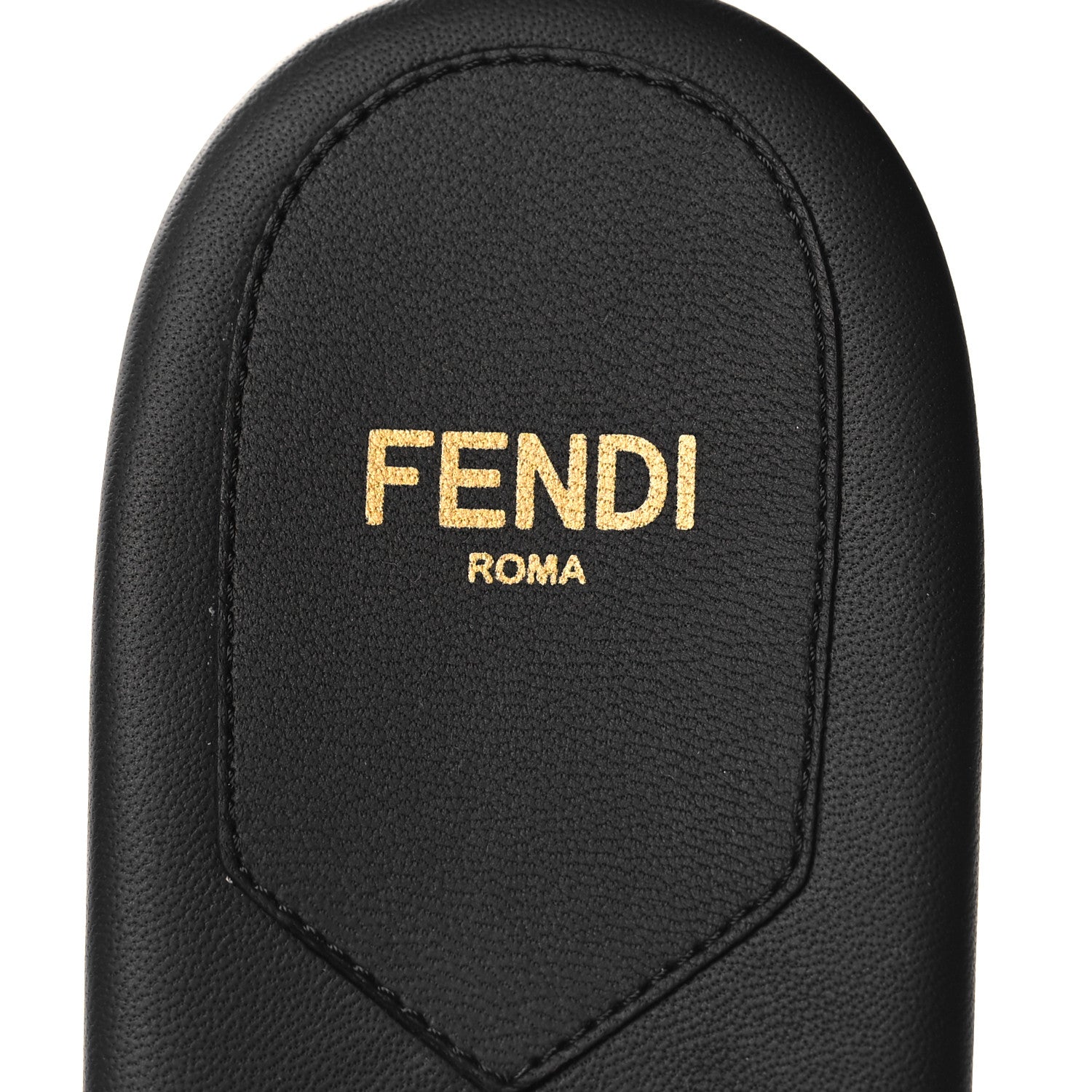 Fendi Calfskin FF Logo Plaque Slide Sandals 38 Black 7 of 7