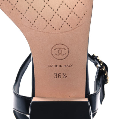 Chanel Lambskin Chain CC Logo Thong Sandals 36.5 Black 6 of 9