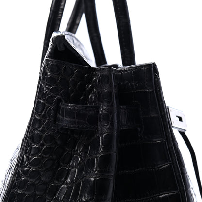 Hermes Matte Porosus Crocodile Birkin 35 Black 13 of 31