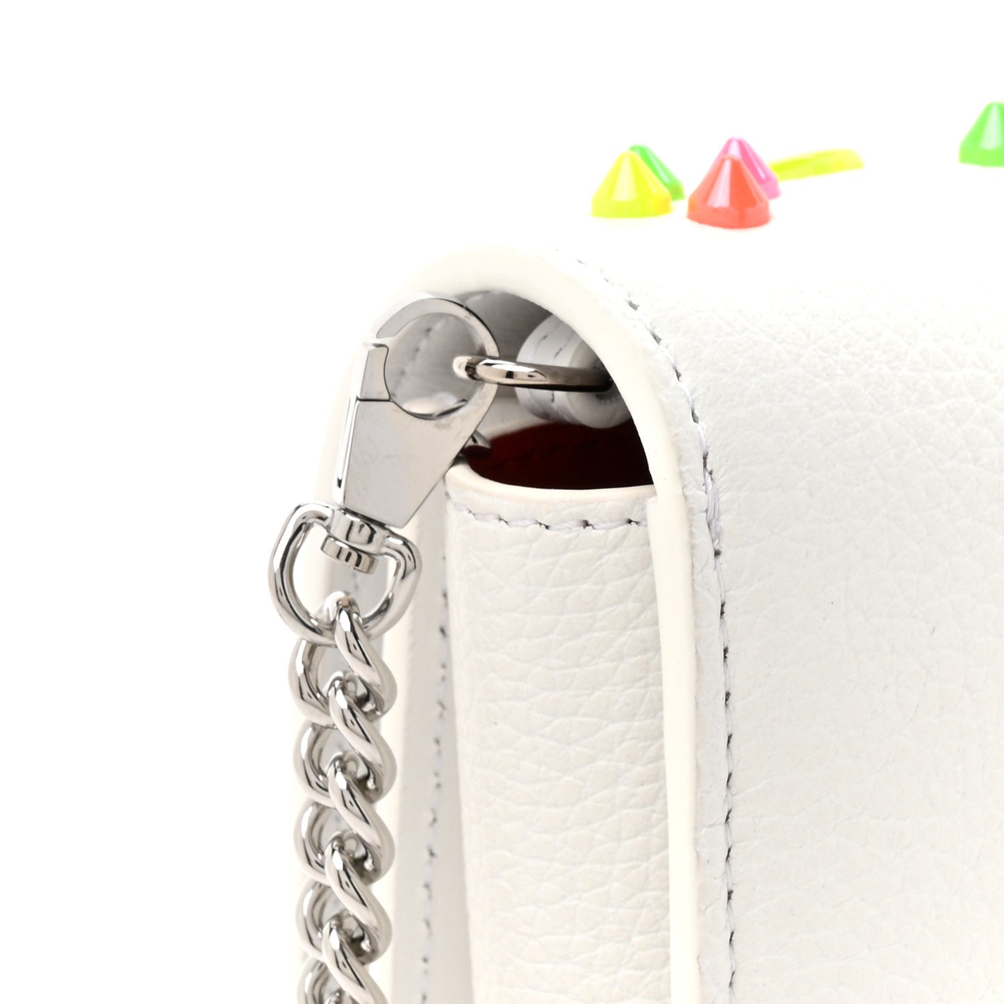 Calfskin Spikes Loubinthesky Paloma Clutch White