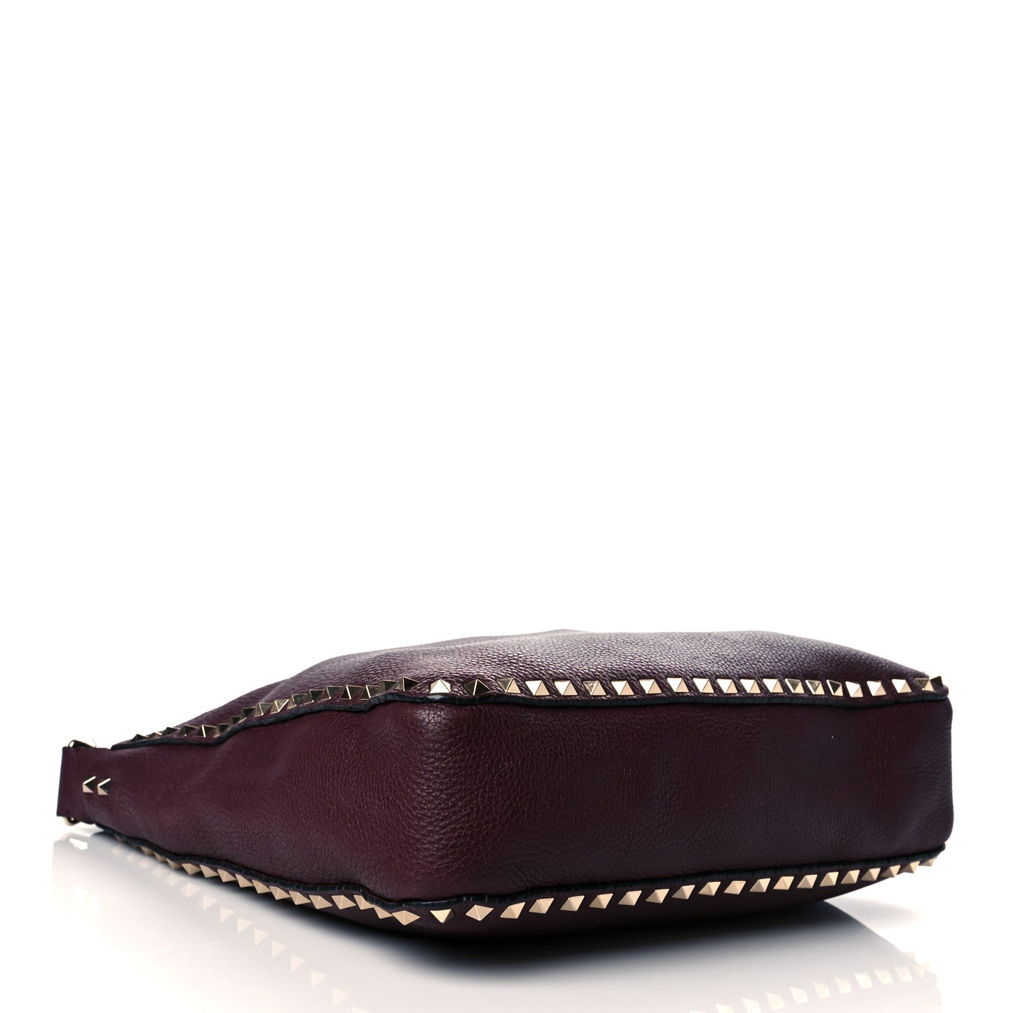 Pebbled Calfskin Large Rockstud Flip-Lock Messenger Bag Vinaccia