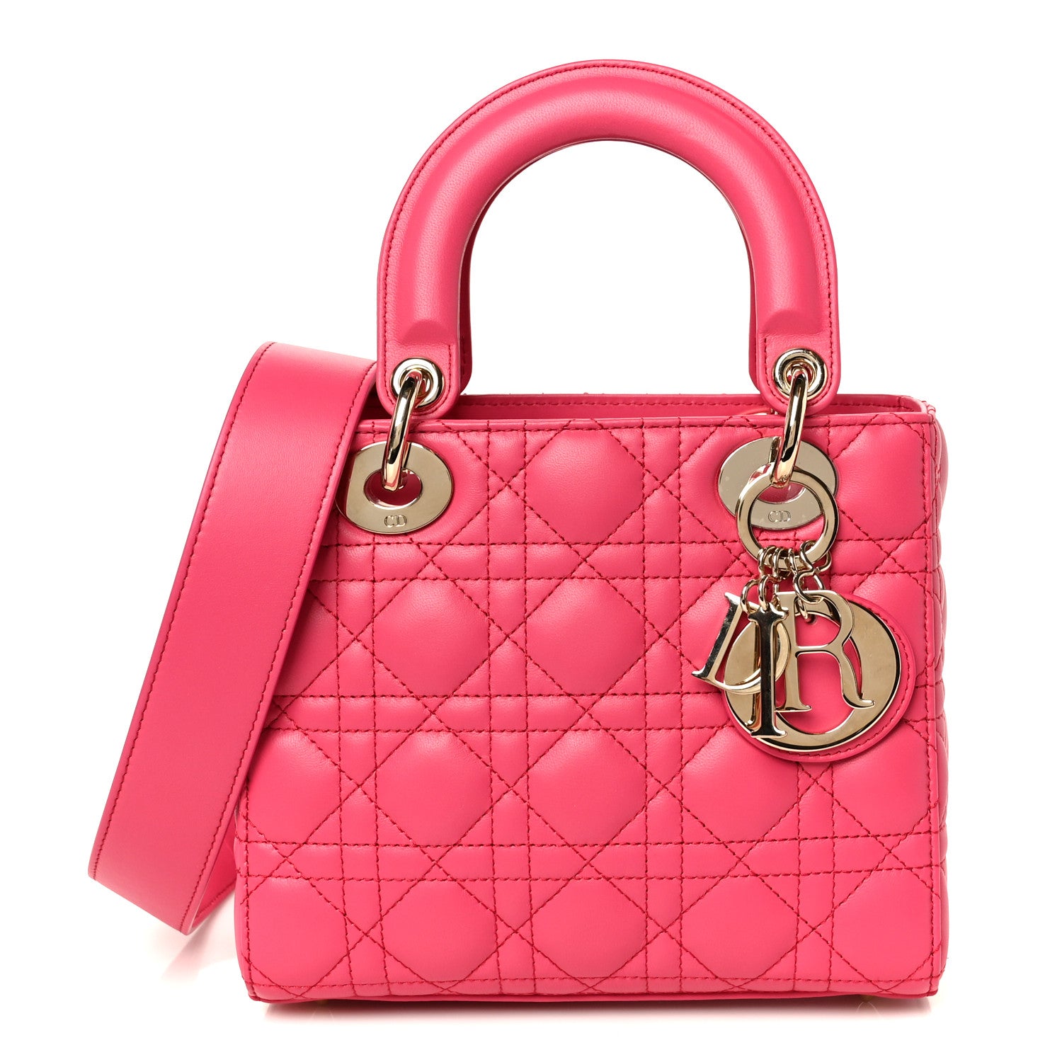 Christian Dior Lambskin Cannage Small My ABCDior Lady Dior Passion Pink 1 of 10