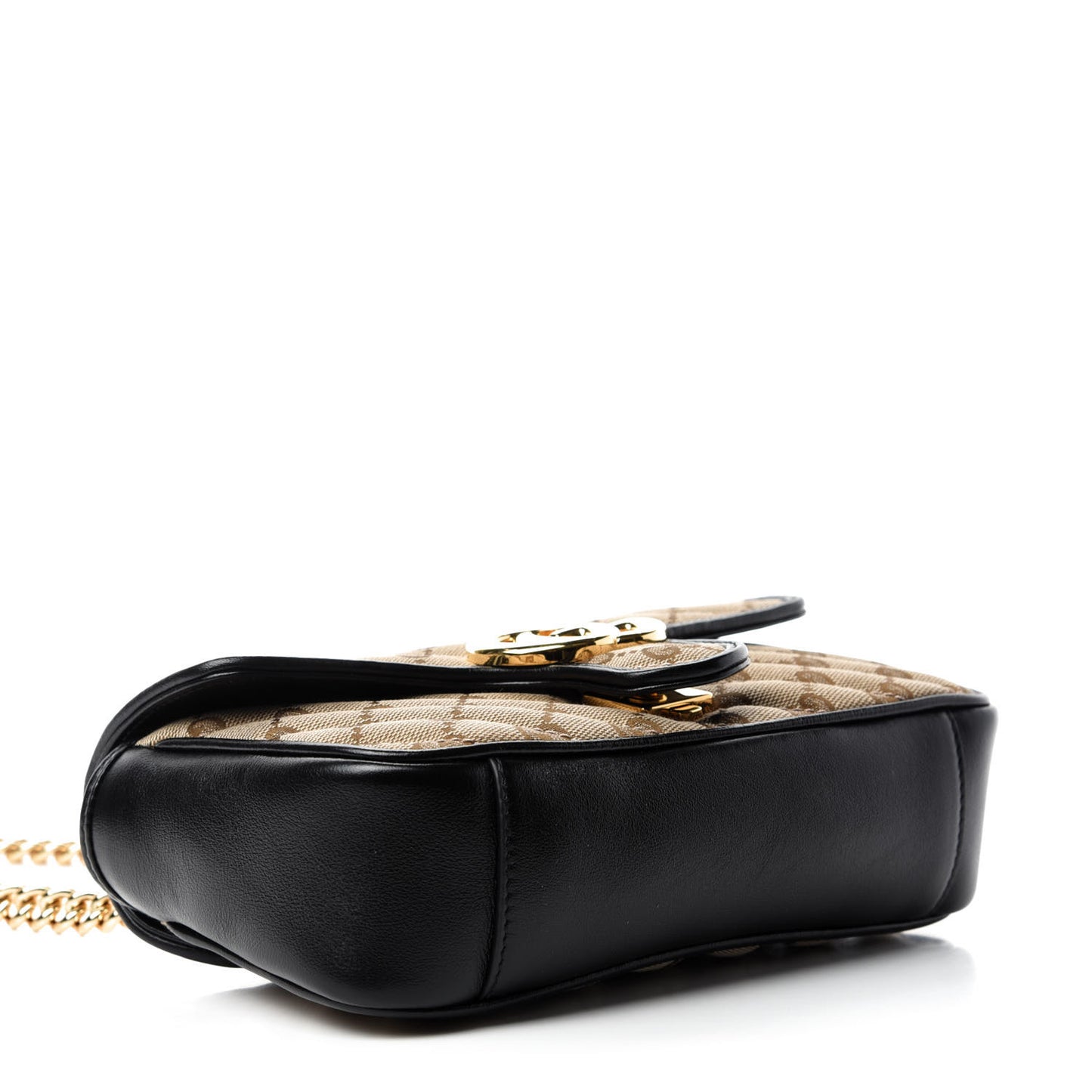 Monogram Matelasse Diagonal Mini GG Marmont Shoulder Bag Beige Black