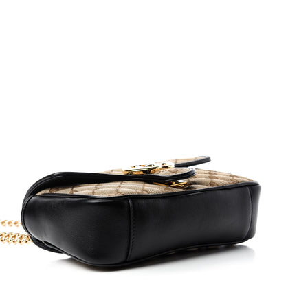 Gucci Monogram Matelasse Diagonal Mini GG Marmont Shoulder Bag Beige Black 4 of 10