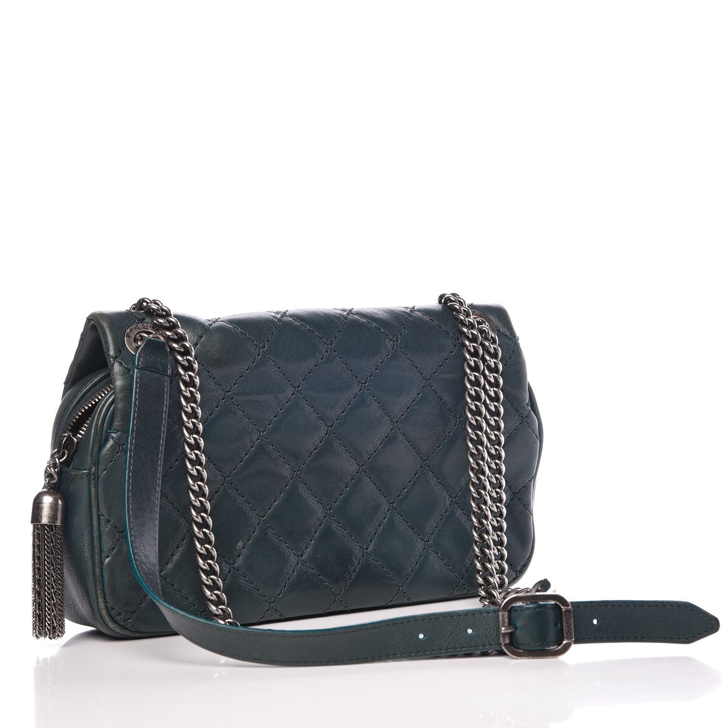 Calfskin Quilted Medium Coco Sporran Flap Dark Green