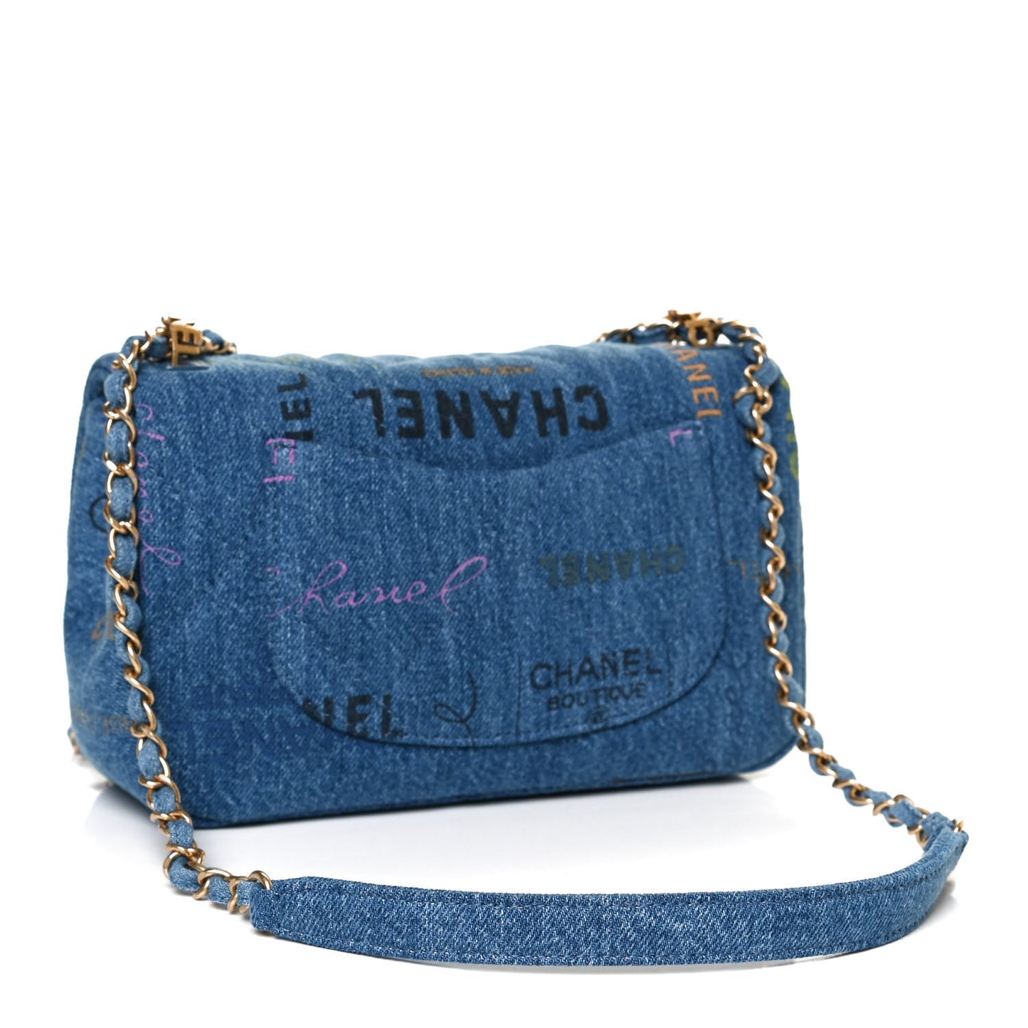 Denim Quilted Mini Denim Mood Rectangular Flap Blue Multicolor